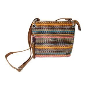 Rosetti Woven Crossbody Orange Teal Burgundy Tote Bag